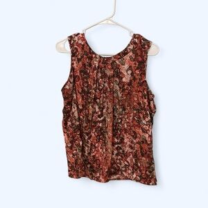 Anne Klein Red and Black Floral Sleeveless Blouse